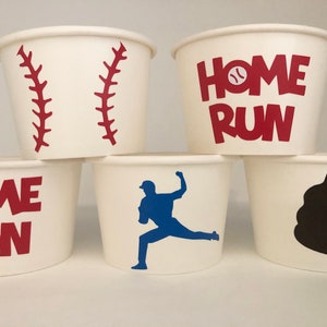 Baseball party snack cups, Baseball Birthday Party snack Cups, Baseball Baby Shower, Sports Party Cups, Sports Baby Shower, Party Supplies image 2