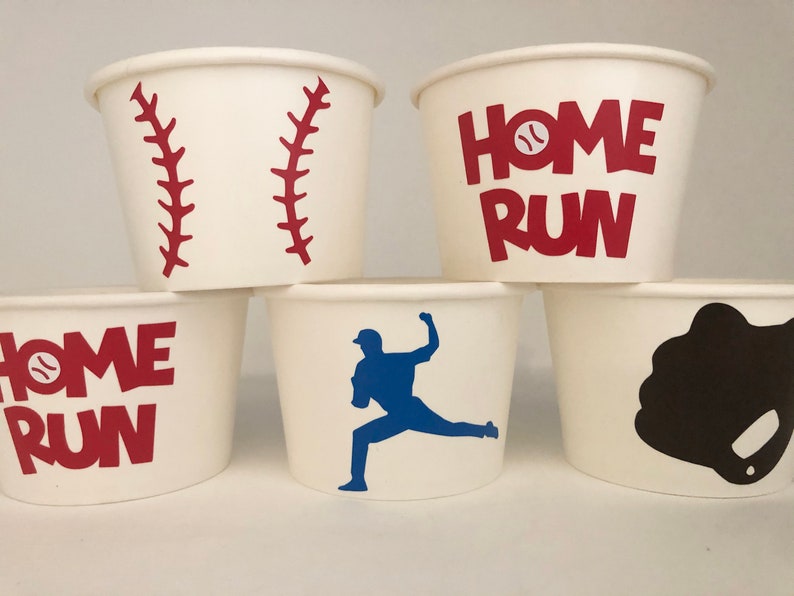 Baseball party snack cups, Baseball Birthday Party snack Cups, Baseball Baby Shower, Sports Party Cups, Sports Baby Shower, Party Supplies image 2