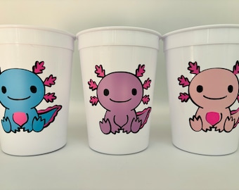 Axolotl Gift Basket For Girls – 7-Piece Set With Drinking Glass, Makeup Bag, Keychain, Bracelet & Card