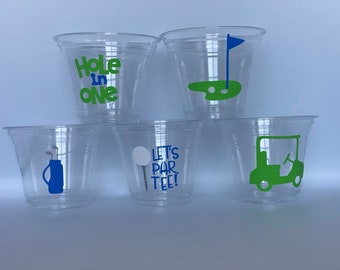 Tasses de fête de golf, faveurs de fête de golf, fournitures de fête d'anniversaire de golf, baby shower de golf, trou en un, décorations de fête de golf