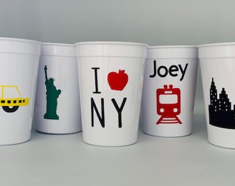 New York Party Cups, New York Birthday party Cups, New York Baby Shower, New York Supplies, Big City Party Cups, The Big Apple, Reusable