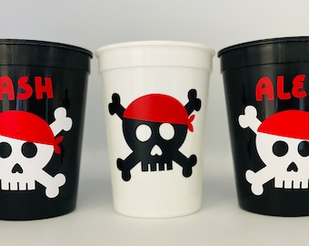 Pirate Party Cups, Pirate Birthday Cups, Pirate Baby Shower, Pirate Party Favors,Pirate Party Supplies,Pirate Skull,Boat Party,Reusable