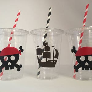 Pirate Party Cups, Pirate Birthday Cups, Pirate Baby Shower, Pirate Party Favors,Pirate Party Supplies,Pirate Skull,Boat Party,Disposable