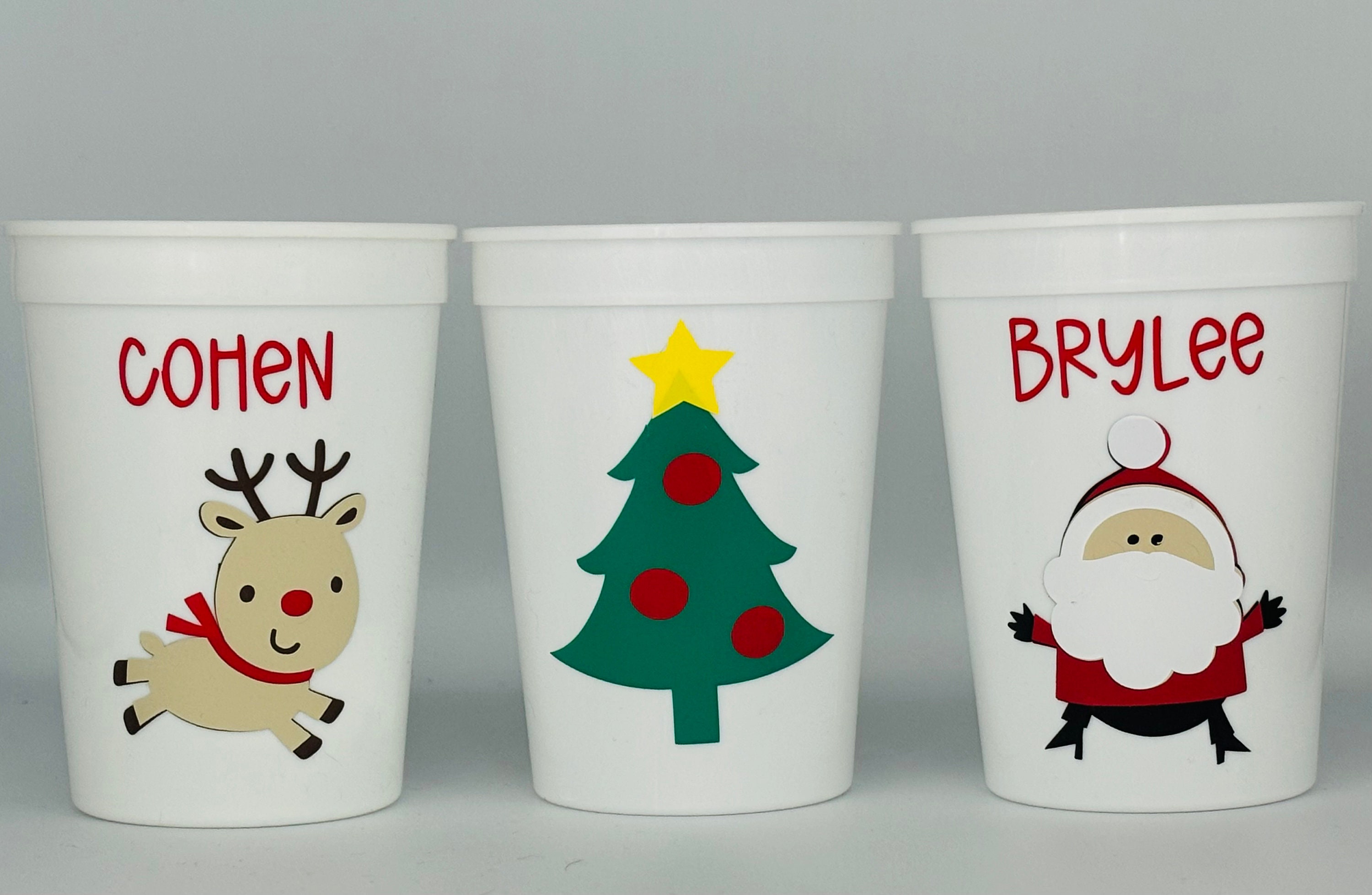 Reindeer Party Cups, Nutcracker, Elf, Set of Christmas Party Cups