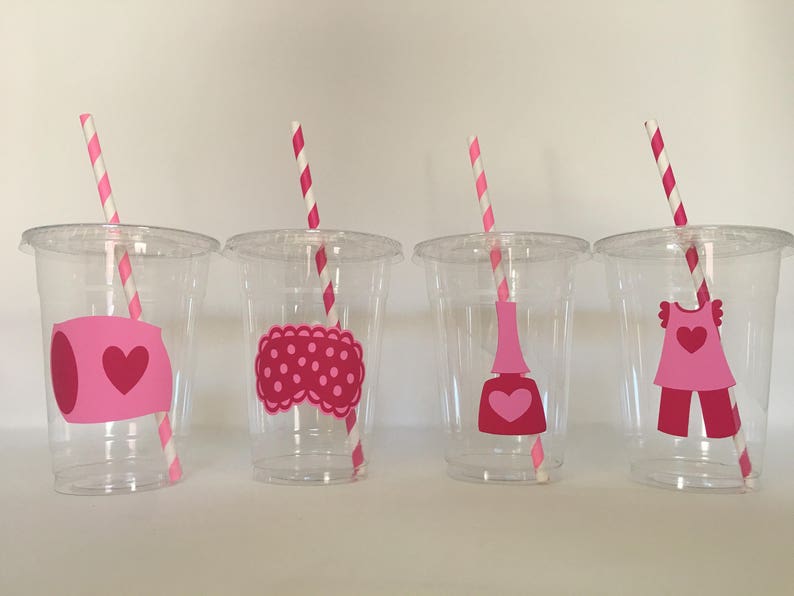 Pajama party cups, Pajama Birthday Party Cups, Sleepover Party Cups, Sleepover Birthday Party Cups, Pancakes and Pajama Party Cups, Favors image 2