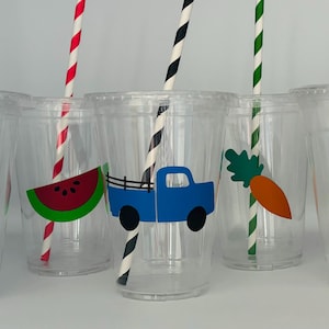 Farmers market party cups, Farmers Market birthday party, Farm party cups, Garden Party cups, Little Blue Truck Party, Truck Party Supplies