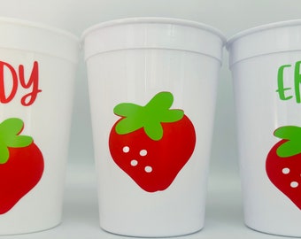 Strawberry party cups, Strawberry Birthday Party, Farmers Market Party, Strawberry Party Favors, Fruit party Cups, Disposable, Berry Sweet