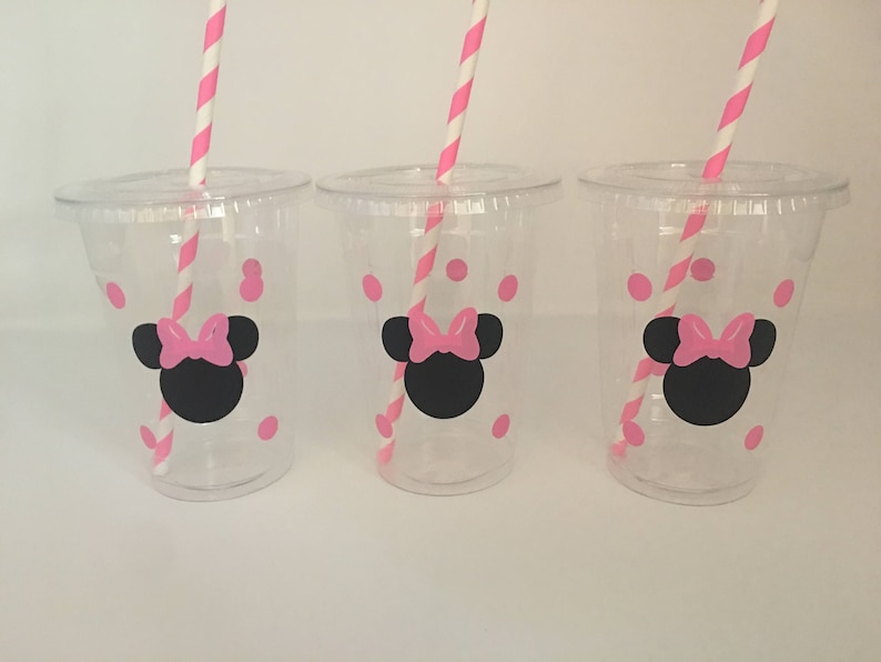 Minnie Mouse Party Cups, Minnie Mouse Birthday Cups, Minnie Mouse Baby Shower, Disposable Cups,Minnie Mouse Party Favors,Minnie Party Supply image 3