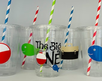 The Big One Party cups, First Birthday Fishing party, Fishing party, Fishing Birthday Party, First Birthday, The big catch,Disposable