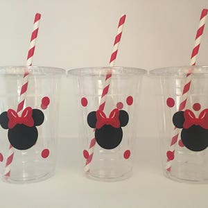 Minnie Mouse Party Cups, Minnie Mouse Birthday Cups, Minnie Mouse Baby Shower, Disposable Cups,Minnie Mouse Party Favors,Minnie Party Supply image 5