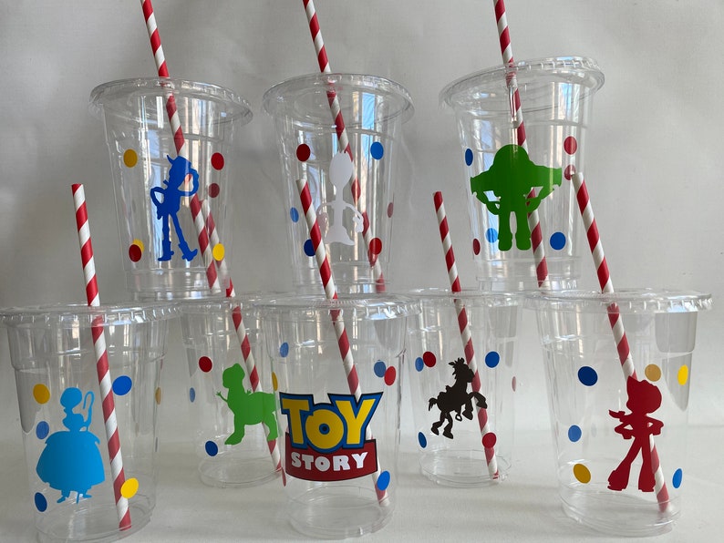 Tazas de fiesta de Toy Story, fiesta de cumpleaños de Toy Story, WoodyParty, fiesta de cumpleaños de Jessie, favores de fiesta de Toy Story, baby shower de Toy Story, desechable imagen 5