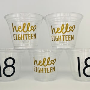 Sweet 18 Party Cups, Hello Eighteen, Golden Birthday, Disposable Cups, Officially and adult, 18th Birthday Party, 18 AF, Party Cups