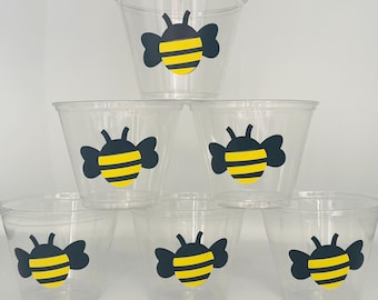 Bee Party Cups, Bumblebee Party cups, Bee Baby Shower, Bee Birthday Party Cups, Bee Party Favors, Bumblee party Supplies, Bee Hive Party