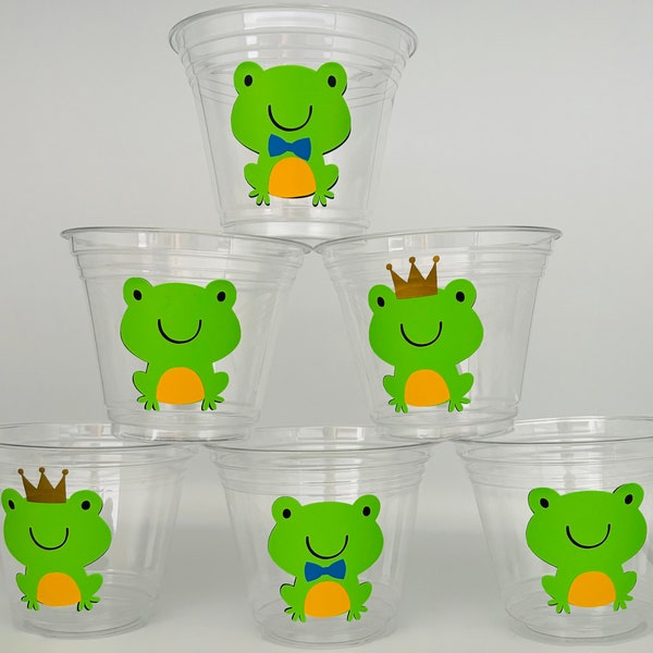 Frog party Cups, Frog Birthday Party cups, Frog party favor cups, Royal Frog party cusp, Frog baby shower cups, Frog favors