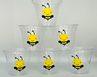 Bee Party Cups, Bumblebee Party cups, Bee Baby Shower, Bee Birthday Party Cups, Bee Party Favors, First Bee-Day Party, Bee Hive Party