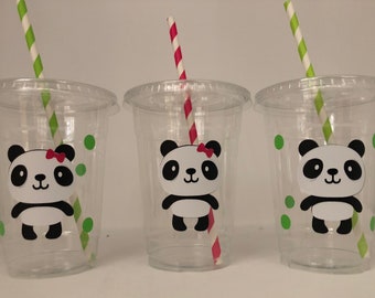 Panda party cups, Panda Birthday Party cups, Panda Baby Shower, Panda Bear Party, Bear Party,Panda Party Favors,  Party Supplies, Disposable