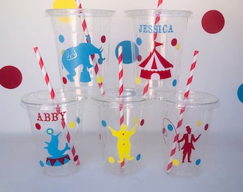 Circus Party Cups, Carnival Party Cups, Circus Birthday Party Cups, Carnival Birthday party Cups, Circus Party Favors, Supplies, disposable