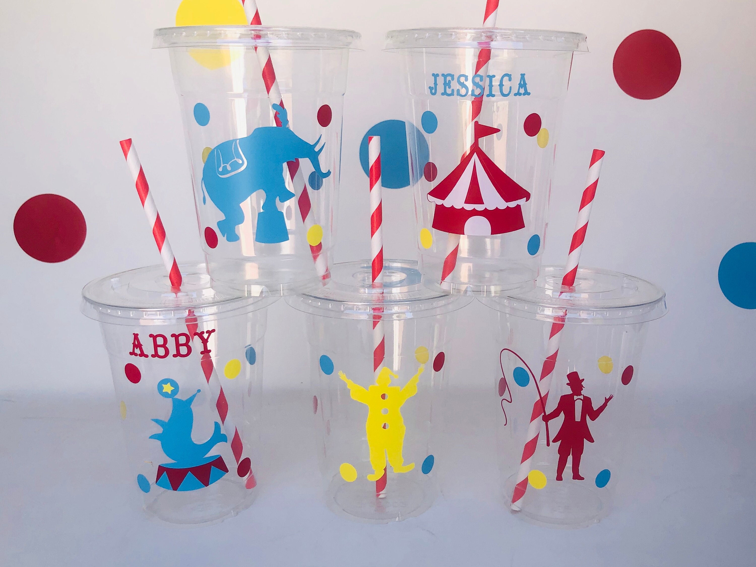 Circus Party Cups Carnival Party Cups Circus Birthday Party Etsy