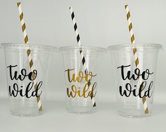 Two Wild Party Cups, Second Birthday, Two Wild Party Favors, Disposable Cups, Safari Party, Jungle Party, Party Animal, Safari Two Wild,