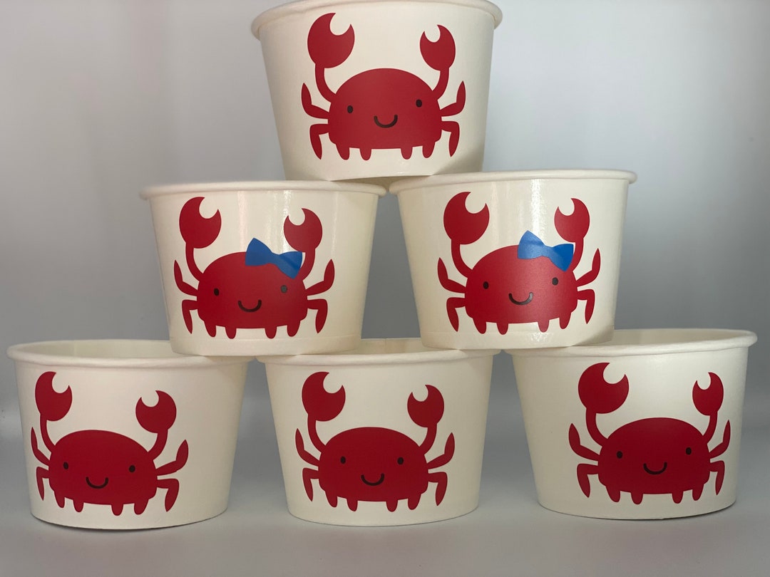 Crab Party Cups, Crab Birthday Party Cups, Crab Party Supplies, Ocean