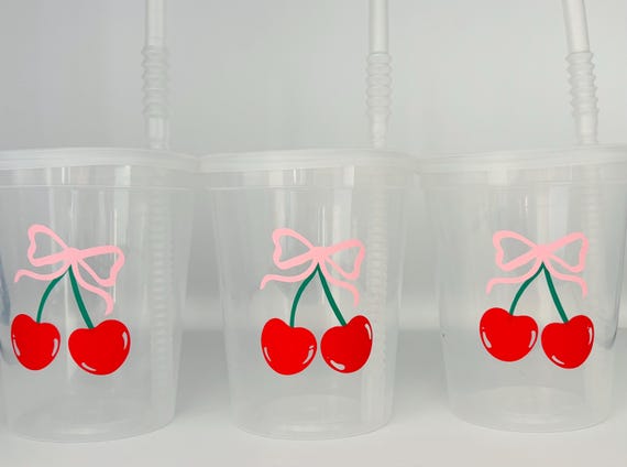 Cherry Party Cups, Cherry Birthday Cups, Cherry Baby shower cups, Cherry Party Favors, Fruit Party cups, Cherry Baby shower, Reusable
