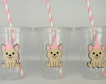 Corgi Party Cups, Corgi dog Birthday party cups, Dog party cups, Puppy Birthday Party, Dog Baby Shower,Party Supplies,Disposable