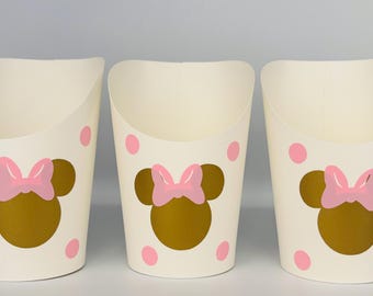 Vasos de fiesta de Minnie Mouse rosas y dorados, Minnie Mouse rosa, Artículos para fiestas de Minnie rosa, Vajilla de Minnie Mouse, Artículos para fiestas de Minnie