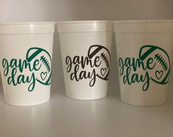 Football Party Cups, Football Birthday Party Cups, Football Party Supplies, Game day Party, Football Party Favors, Reusable Football Cups