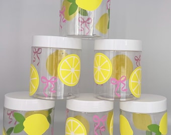Pink Lemonade Party Favors, Citrus Party, Easy Peasy Lemon Squeezy, Pucker up, Lemonade Birthday, Main Squeeze, Lemon Favors, Reusable