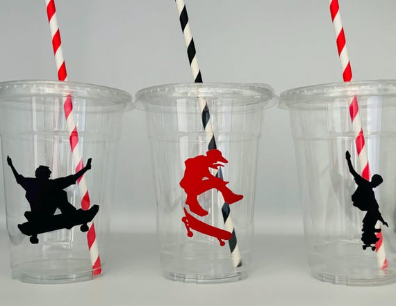 Skateboard party cups, Skateboard Birthday Party cups, Skateboarding party Favors, Skate Party, Boarding Party, Skate Party Supplies