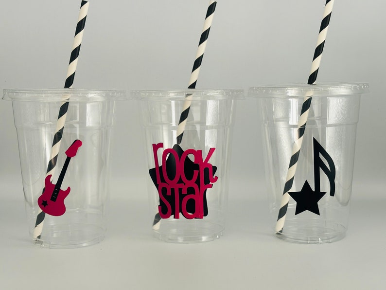 Rock Star Party Cups, Rockstar party cups, Rock Star Party Favors, Music Party Cups, Music party favors,Pop star party, Guitar Party,music image 1