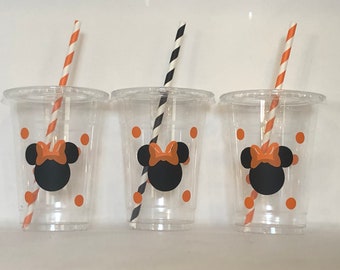 Minnie Mouse Halloween Party Cups, Mickey Mouse Halloween Party, Halloween Minnie Party Favors, Halloween party supplies, Minnie and mIckey