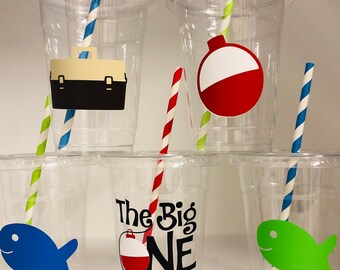 The Big One Party cups, First Birthday Fishing party, Fishing party, Fishing Birthday Party, First Birthday, The big catch,Disposable