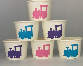 Girls Train Party Snack Cups, Train Birthday Party Snack Cups,Girl Train Baby Shower,Vintage train Party cups, Train Party favors,Pink train