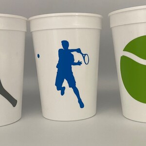 Tennis party Cups, Tennis Birthday Party Cups, Tennis Team Party Cups, Tennis party favors, Tennis Baby shower, Tennis Team Favors, Reusable