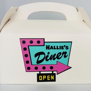 Recuerdos para fiestas de cenas, recuerdos para fiestas de los años 50, fiestas retro de Soda Shoppe, vasos para fiestas de Sock Hop, vasos para fiestas retro, suministros para fiestas de Sock Hop, cenas personalizadas