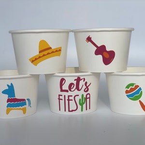 Tazas de merienda de fiesta, tazas de fiesta de cinco de Mayo, fiesta de cactus, fiesta de fiesta, Taco Baby Shower, Taco Party Favors, tres esta,