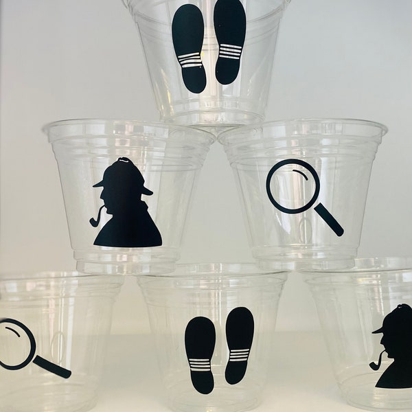 Mystery Party Cups, Murder Mystery Party Cups, Detective Party Cups, Secret Agent party Cups, Myster Birtday Party, Detective Birthday Party