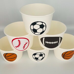 Sports Party Snack cups, Football Party, Sports party supplies, Sports Birthday Party Cups,Sports baby shower cups,Sports Party supply image 2