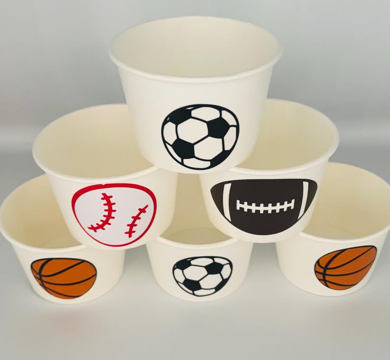 Sports Party Snack cups, Football Party, Sports party supplies, Sports Birthday Party Cups,Sports baby shower cups,Sports Party supply image 2