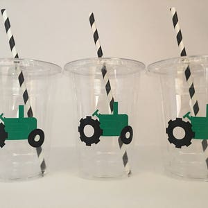 Tractor Party cups, Tractor Birthday Cups, Farmer Party, Tractor Baby Shower, Tractor Party Favors, Tractor Party Supplies, Tractor favors