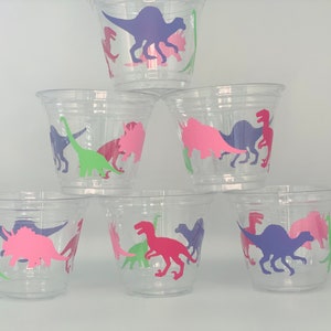 Girl Dinosaur Party snack Cups, Dinosaur Party Supplies, Dino Birthday Party,Dinosaur Baby Shower,T-rex Party, Pink Dino, Dinosaur tableware