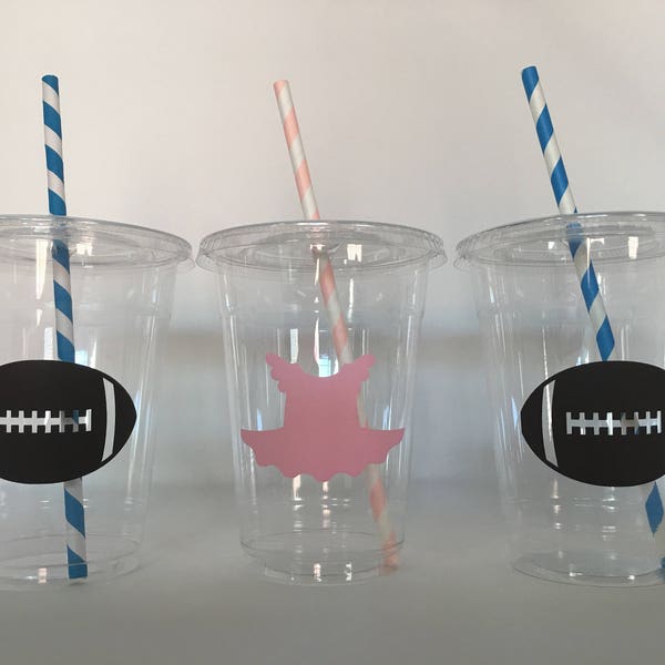 Tutu or touchdown gender reveal party cups, Tutu or Touchdown Baby Shower,Gender Reveal Party Cups,Tutu Party Supplies, Disposable Cups