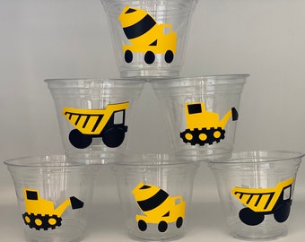Construction Party Cups, Construction Birthday Party Cups, Construction Party Supplies, Construction party favors, Construction 1st Birthday