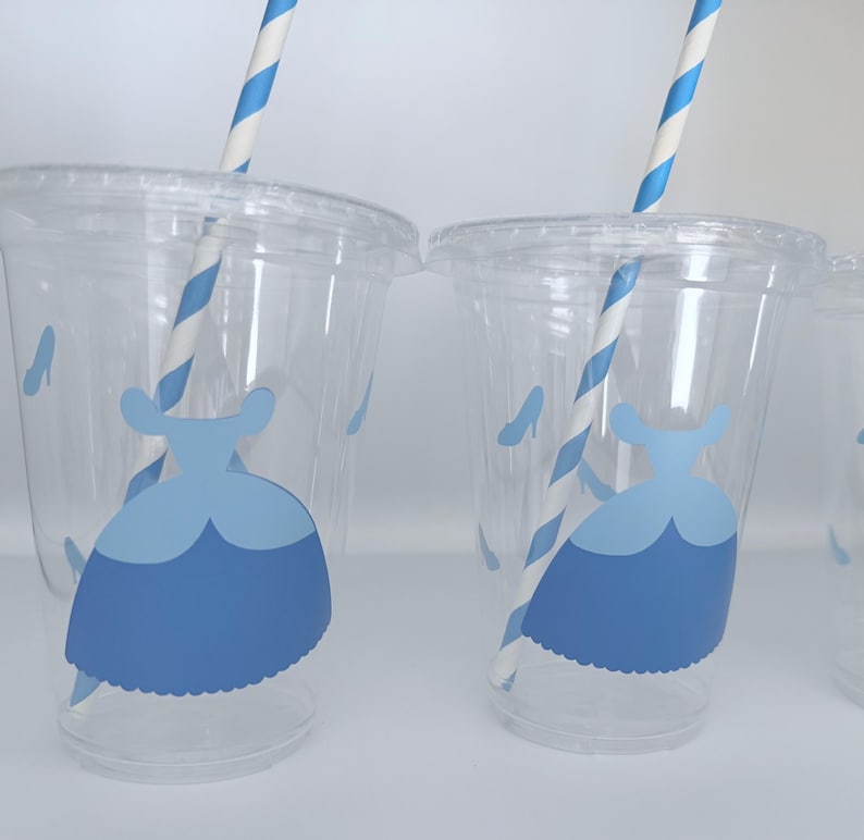 Vasos para fiesta de Cenicienta, fiesta de cumpleaños de Cenicienta, suministros para fiesta de Cenicienta, vasos desechables, regalos para fiesta de Cenicienta, princesa, zapato de cristal imagen 3