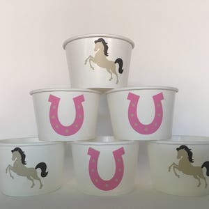 Horse Party Snack Cups, Horse Birthday, Horse Baby Shower, Cowgirl Baby Shower, Cowgirl Party Cups, Western Party Cups, Cowgirl Birthday