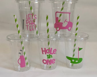 Girl Golf party cups, Golfer, Golf Birthday Cups, Golf Baby Shower, Golf Party Favors, Golfing,Golf Party Supplies, Par Tee, Disposable