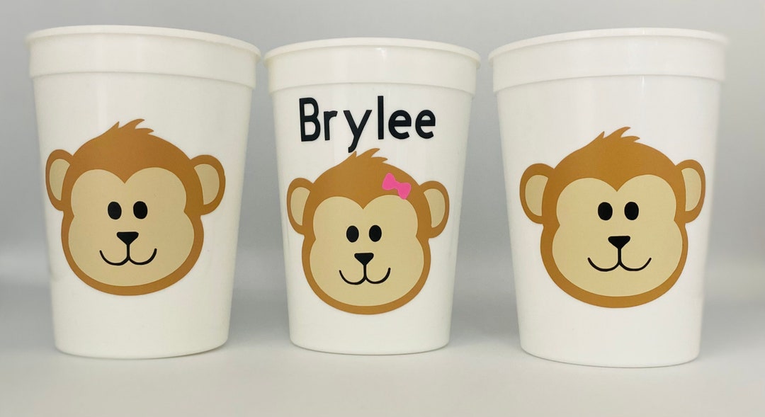Monkey Party Cups, Monkey Birthday Party Cups, Monkey Baby Shower Cups ...