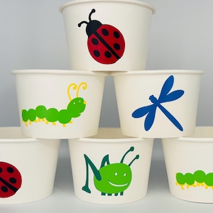 Bug Party Snack Cups, Bug Birthday Party Snack Cups, Insect Party, Insect Birthday, Lady Bug Party, Insect Party Supplies,Insect Party Favor
