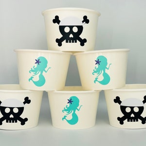 Mermaid and Pirate Party, Pirate and Mermaid Party, Mermaid party Cups, Mermaid or Pirate Gender Reveal Party, Mermaid baby shower